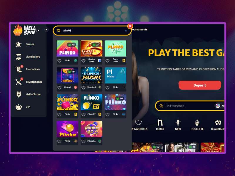Plinko at Hell Spin casino